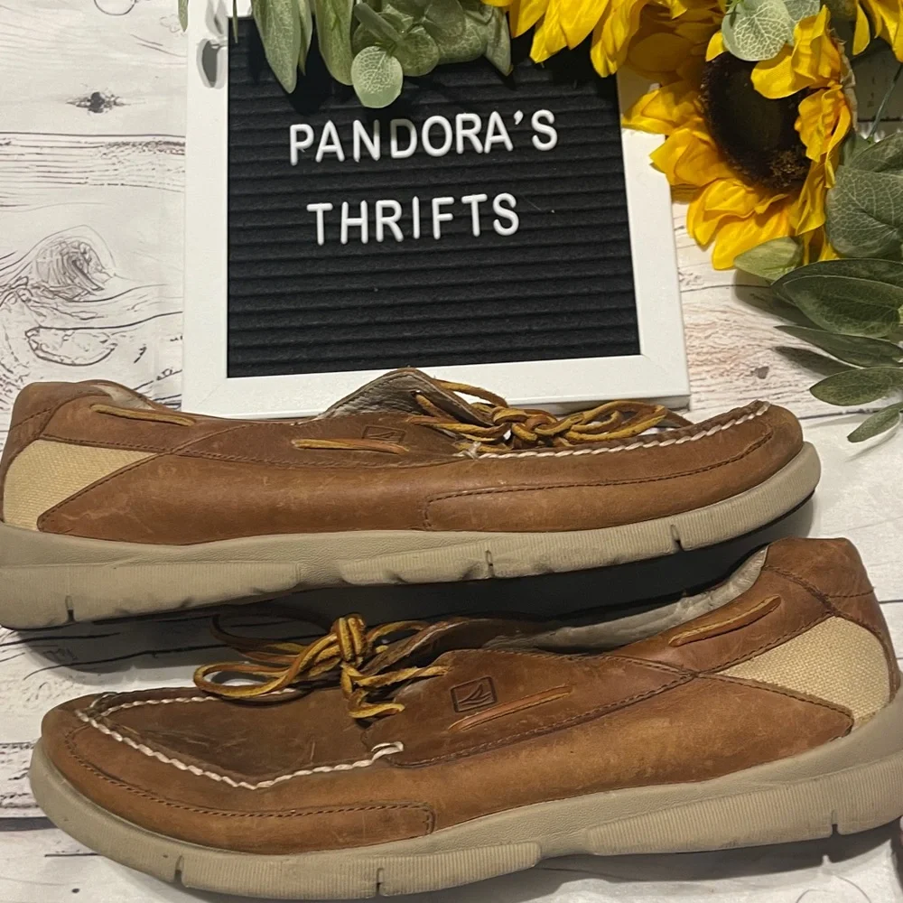 Sperry Men's Tan Leather Boat Shoes Size 10.5 Preowned